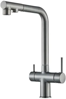 Produktbild von 3-Wege Küchenarmatur Venom mit Wasserfilter-Anschluss, herausziehbare Brause, 360° schwenkbar, getrennte Wasserwege, Keramikkartusche Graphit