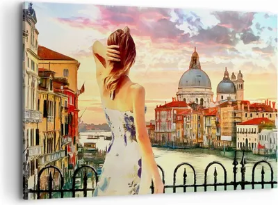 Produktbild von Bild auf Leinwand - Leinwandbild - Venedig Brücke Wasser - 100x70cm - Wand Bild - Wanddeko - Leinwanddruck - Bilder - Kunstdruck - Wanddekoration - Leinwand bilder - Wandkunst - AA100x70-3495