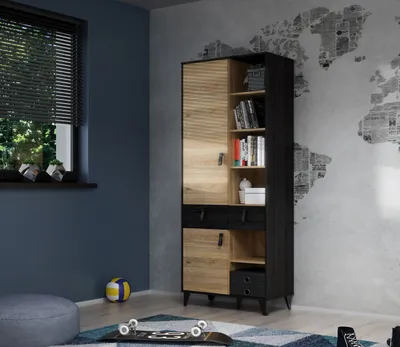 Produktbild von Hochschrank >LYA< in Mauvella Eiche/ Cabezone Eiche  - 83,1x200,7x41,5cm (BxHxT)
