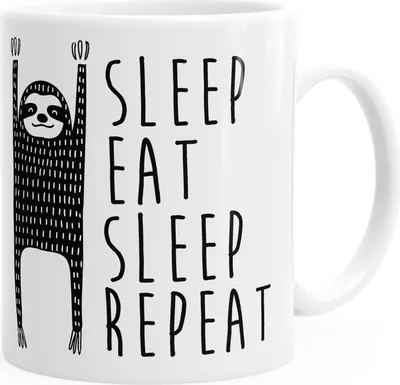 Produktbild von Kaffee-Tasse Faultier Sleep eat Sleep Repeat Spruch Sloth Chillen MoonWorks® weiß unisize