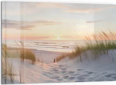 Produktbild von DEQORI Küchenrückwand Glas 60x40 cm 'Abendruhe am Strand' Spritzschutz Bad Rückwand Küche