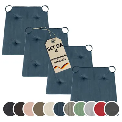 Immagine prodotto di Set di 4 cuscini per sedie, 42 x 40 cm, adatti sia per interni che per esterni, 100% cotone, blu scuro, sleepling
