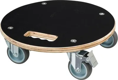 Immagine prodotto di Sottovaso con rotelle quadrato in legno portata 250 kg, ruote multidirezionali da 75 mm, con freno, Ø 38 cm