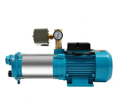 Immagine prodotto di Pompa dell'acqua - Pompa centrifuga autoadescante - 1300 W - 4000 l/h - Pressostato e manometro - Prevalenza di aspirazione 8 m - Acciaio inossidabile - 220-230 V 50-60 Hz