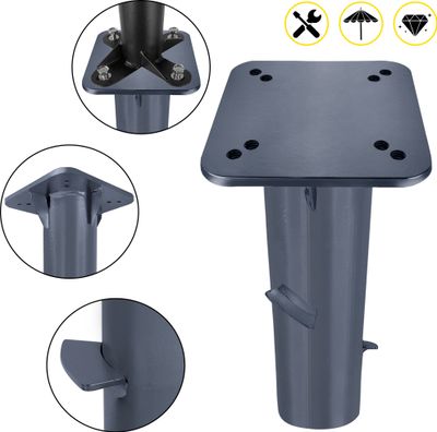 LZQ Universal-Bodenplatte für Sonnenschirm, Metall Sonnenschirmständer Bodenanker für Ampelschirm, Kurbelschirm (Dunkelgrau)