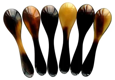 Produktbild von 6-teiliges Set Kaviarlöffel Eierlöffel aus Horn Handarbeit
