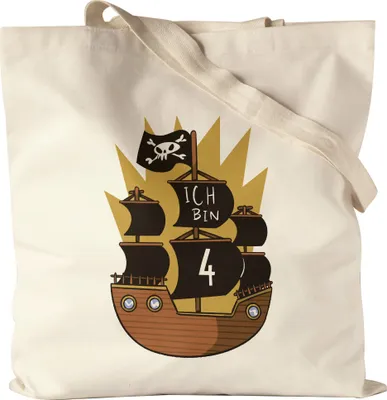 Produktbild von Geburtstag 4 Jahre Jutebeutel 4 Jahre 4. Geburtstag Piraten Pirat Motto