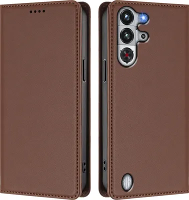 Image de Etui en cuir pour ZTE nubia RedMagic 10 Pro, étui magnétique en cuirPolyuréthaneavec support Marron