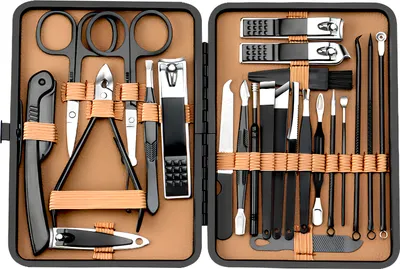 Produktbild von 24-teiliges Maniküre-Set - Nagelpflege-Set aus Edelstahl - Professioneller Zehennagelknipser mit innerem Wachstum - Pediküre-Set und Zehennagelknipser - Dicke Nagelknipser Toilettenartikel mit Nagelhautschneider