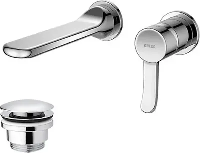 Produktbild von Wand - Waschtischarmatur mit Ablaufgarnitur (Stöpsel) Chrom