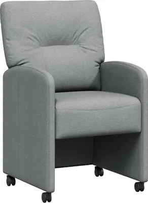 Imagen del producto de vidaXL: 2 sillas de comedor con ruedas, tapizadas en tela color gris claro