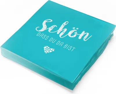 Produktbild von itenga 20x Serviette Schön dass du da bist türkisblau