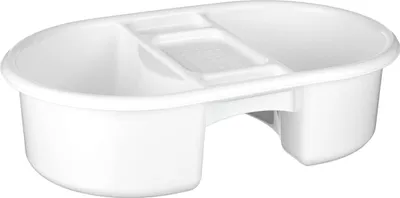 Produktbild von Universal Waschschüssel - Waschbecken mit 2 getrennten Waschkammern und Seifenablage für Wickeltisch, Babypflege, Seniorenpflege - 4 Liter - weiß