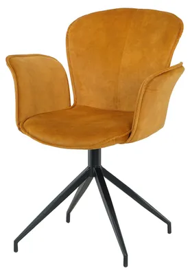 Produktbild von home24 Drehbarer Armlehnenstuhl - Ocker - Samt / Eisen