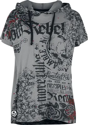 Produktbild von Rock Rebel by EMP Damen schwarzes lockeres T-Shirt mit Print XL
