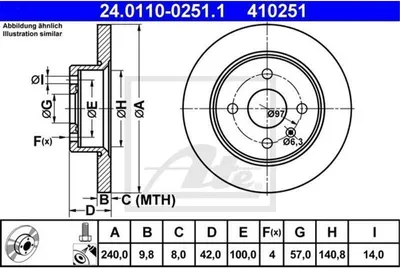 Produktbild von ATE Bremsscheiben (2 Stück) 24.0110-0251.1