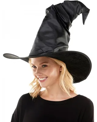 Produktbild von Großer schwarzer Hexen Spitzhut für Halloween & Fasching