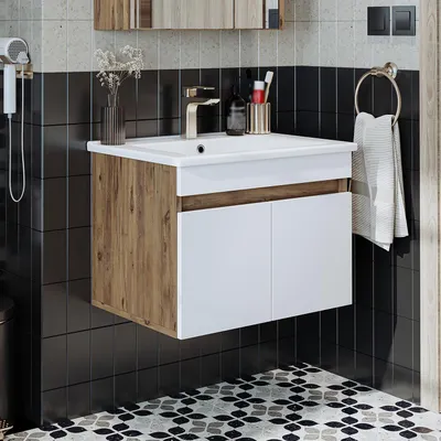 Image de Ensemble de meubles de salle de bains Roomart ATRIA-65, 2 pièces, largeur 65 cm, chêne blanc