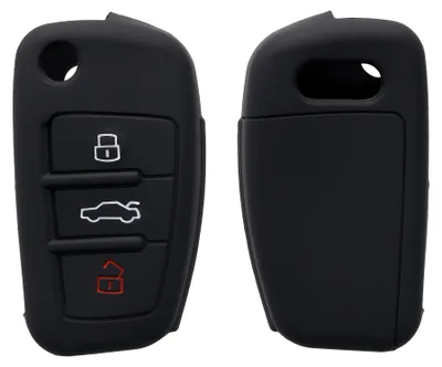 Produktbild von kwmobile Schlüsselhülle für Audi 3-Tasten Klappschlüssel Hülle - Autoschlüssel Schlüssel Hülle aus Silikon - Schlüsselschutz Gehäuse in Schwarz