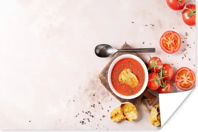 Produktbild von MuchoWow® Poster Tomate - Suppe - Küche - Kräuter 120x80 cm - Bilder