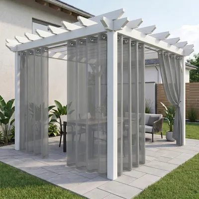 Immagine prodotto di Tende da esterno Trasparente Impermeabile Protezione solare Tende per la privacy Tende da esterno con occhielli, 1 pezzo, grigio, L132xH244cm