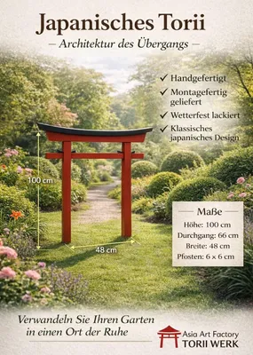 Produktbild von Japan Torii 021, Höhe 100 cm, Breite 100 cm rot schwarz