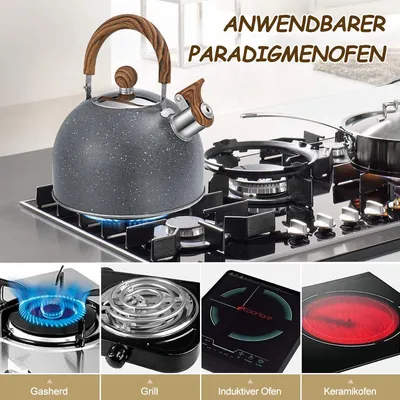 Produktbild von Edelstahl Pfeifkessel 2,5L Induktionsgeeignet - Schnell & Langlebig