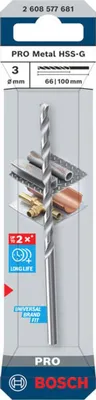 Image de Foret hélicoïdal Bosch PRO Metal HSS-G, 3 x 66 x 100 mm