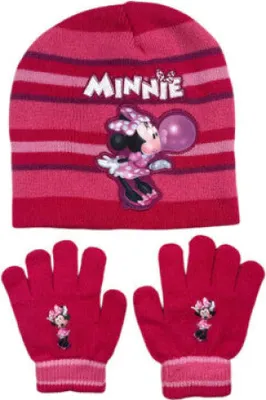 Produktbild von Disney Minnie Maus Kinder Wintermütze plus Handschuhe Gr. 54 – Pink / 54