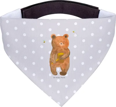 Produktbild von Mr. & Mrs. Panda Hunde-Halstuch Bär Honig - Grau Pastell - Geschenk, Halstuch Für Hunde, Tuch, Verliebte, Liebe, Hund, Teddy, Hundehalstuch, Partner