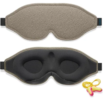 Productafbeelding van Slaapmasker voor mannen en vrouwen, oordopjes, lichtdicht, voor dutjes, bruin