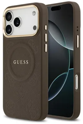 Obrázek produktu pro GUESS case for IPHONE 17 Pro Max compatible with MagSafe GUHMP17XPSAMSECW (PU W/ Peony Hot Stamp) brown