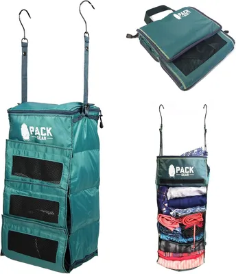 Image de Organisateur de valise vert, cubes de rangement compressibles pour voyages