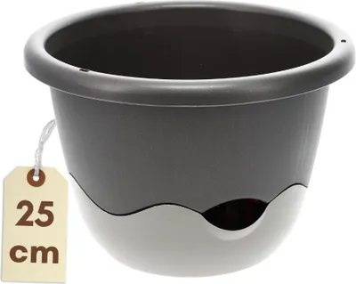 Produktbild von Blumentopf Hängend Blumenampel Außen Hängend Hängetopf Für Pflanzen Hängepflanzen Topf Hängeampel Hängender Blumentopf Mit Kette Wasserspeicher 25 Anthrazit