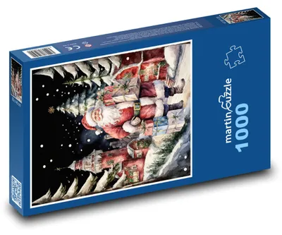 Zdjęcie produktu dla Puzzle 1000 Święty Mikołaj w zimowym lesie - martinpuzzle