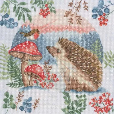 Obrázok produktu pre Súprava na výšivku "Prechádzka lesom" od spoločnosti Bothy Threads, krížikové stehy, súprava obsahuje vzor na počítanie, tkanina Aida 14, rozmer 26x26 cm