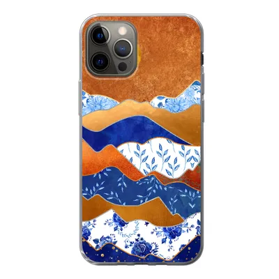 Produktbild von MuchoWow® Handyhülle Schutzhülle Hülle für iPhone 13 Pro Delfter Blau - Gold - Blumen Silikon Softcase Handy Hülle - Handy-Tasche
