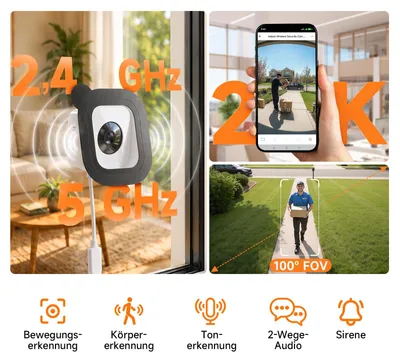 Produktbild von Rollei Fensterkamera Innen Überwachungskamera Innen Window Security Cam 2K