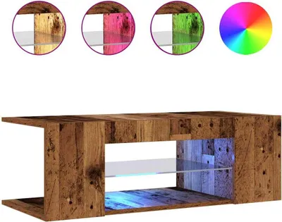 Immagine prodotto di Mobile Porta TV con LED Legno Antico 90x39x30 cm Multistrato