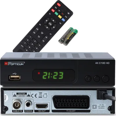 Produktbild von RED OPTICUM AX C100 mit PVR Digitaler HD Kabel-Receiver HD mit LED-Display EPG HDMI USB SCART Coaxial Audio Stromsparender Receiver für Kabelfernsehen DVB-C Receiver schwarz