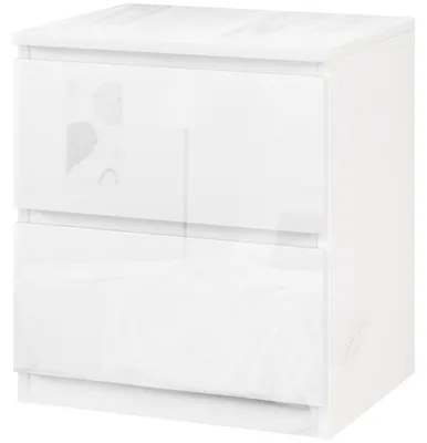 Produktbild von Nachttisch mit 2 Schubladen, geeignet fš¹r Schlaf- oder Wohnzimmer, 40 x 34 x 45 cm, Hochglanzwei?