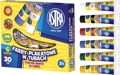 Image de Peinture pour affiches en tube 6 couleurs x 30 ml Astra