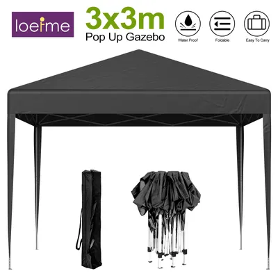 Produktbild von LOEFME Pop-Up-Pavillon 3x3m faltbar wasserdicht mit Tragetasche Schwarz