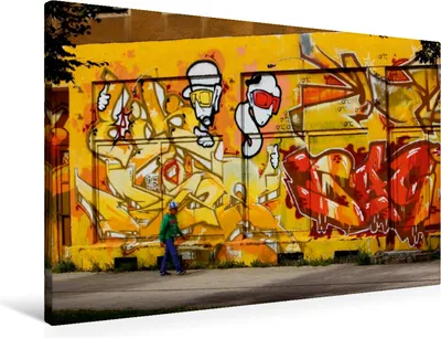Produktbild von Calvendo Textil-Leinwand 90 cm x 60 cm quer Graffiti auf dem Brühl in Chemnitz, Hultsch Heike; 7299385