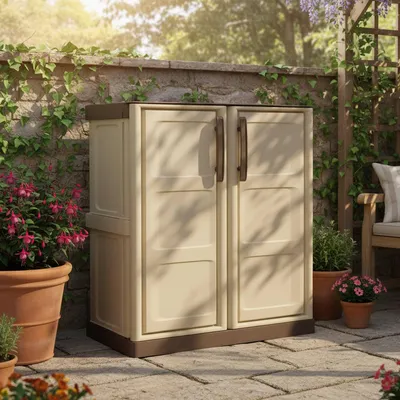 Produktbild von Dmora Outdoor Schrank Courtrai 70x39x85,5 cm Beige, 1 Fach