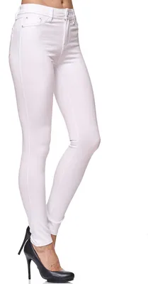 Imagen del producto de Elara Damen: Pantalón ajustado estilo "jegging" de tela elástica, color blanco, modelo Chunkyrayan, talla 50 (5XL)