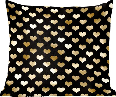 Produktbild von MuchoWow® Zierkissen Sofakissen Wohnzimmer Dekokissen 50x50 cm Muster - Herz - Gold - Komfort - Sofakissen