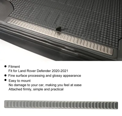 Immagine prodotto di Rivestimento interno della protezione posteriore del bagagliaio, rivestimento del paraurti, autoadesivo, antigraffio, compatibile con Land Rover Defender 2020–2021