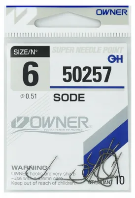 Produktbild von Owner 50257 Haken Größe #6 schwarz glänzend 10 Stück