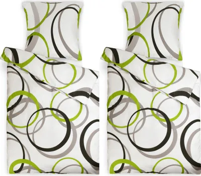 Produktbild von 4tlg Beautissu Renforcé Bettwäsche Set Nina135x200cm Bettdecken-Bezug & 80x80cm Kissenbezug